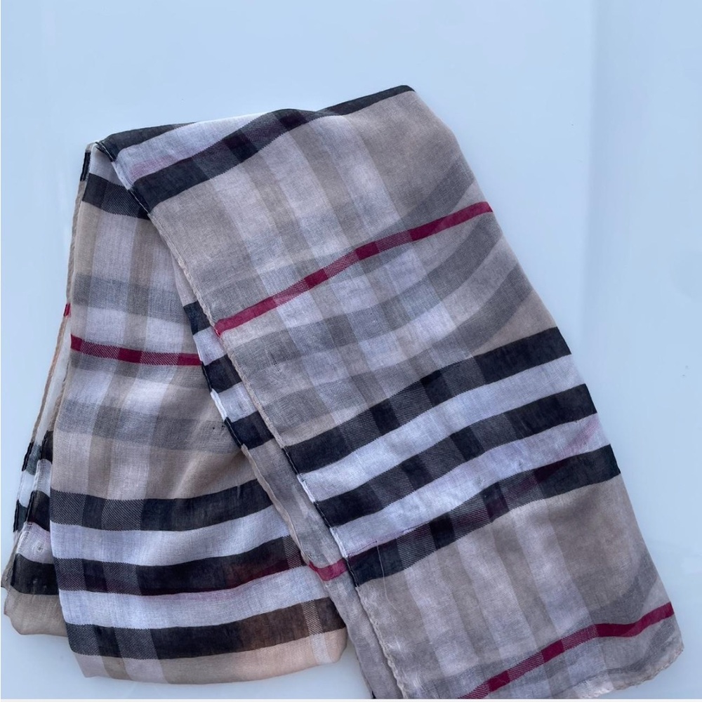 Plaid Scarf with Red and Black Accents